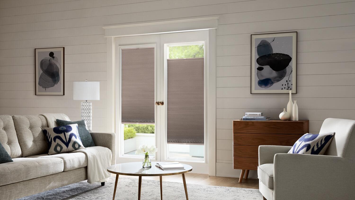 American Blinds: Legacy French Door Blackout Cellular Shades